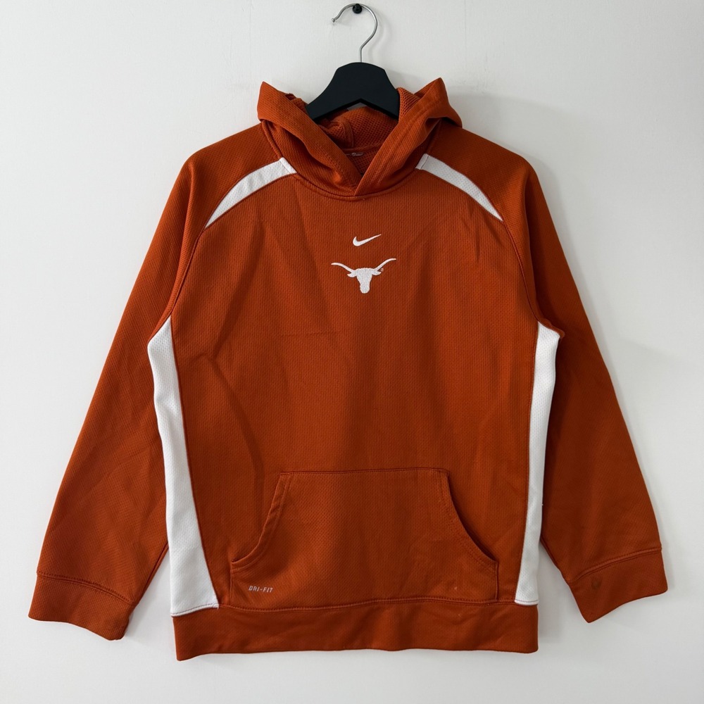 Nike Boys Texas Longhorns Dri-FIT Hoodie Burnt Orange Y2K L 14-16 Lightweight